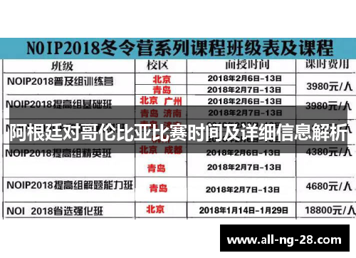 阿根廷对哥伦比亚比赛时间及详细信息解析
